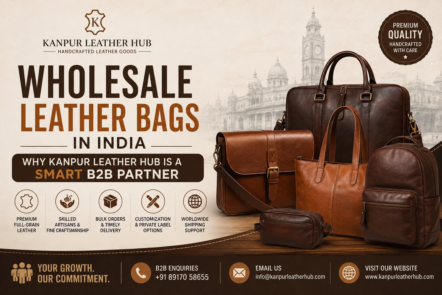 Wholesale Leather Bags in India: Why Kanpur Leather Hub Is a Smart B2B Partner